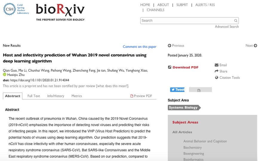 AI加入疫情研究一线，用深度学习算法寻找肺炎病毒宿主